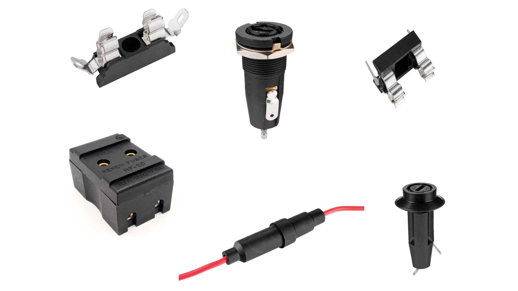 Snap Mounting, Panel Mounting, PCB Mountable, Chassis Mountable, Hanging Fuse holder