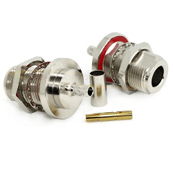 N-Type Female Solder Connector for BH (Bulkhead) RG 141 Cable