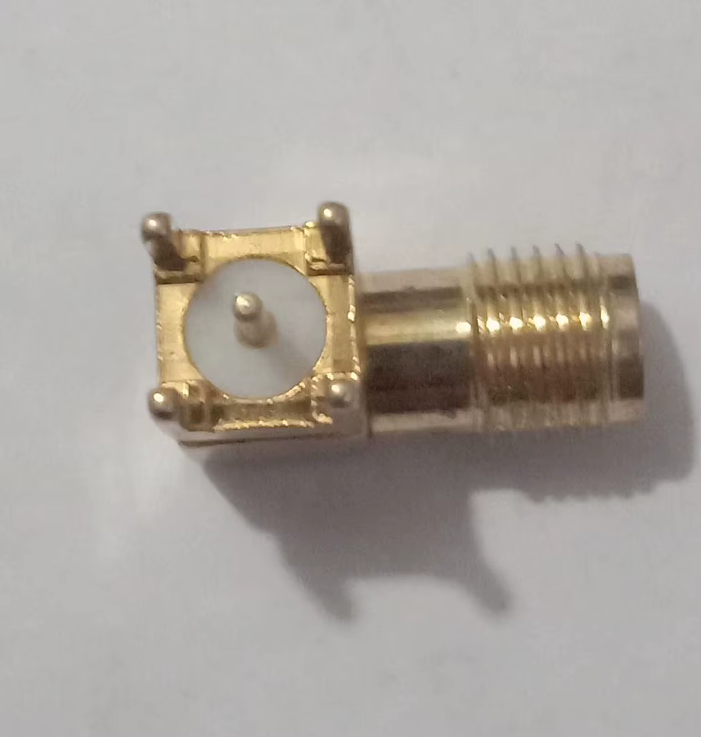 SMA FEMALE BULKHEAD RIGHT ANGLE PCB SOLDER CONNECTOR